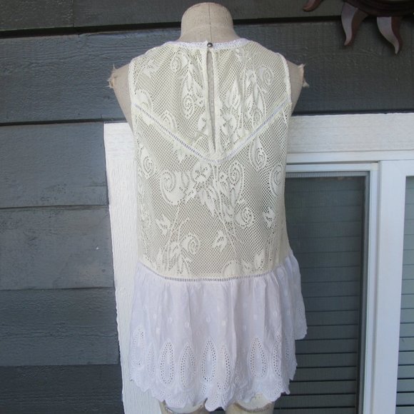 Umgee womens cottagecore mesh lace peplum top sz M - Picture 5 of 9